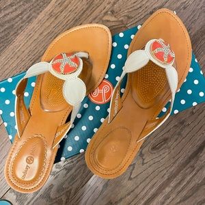 Lindsay Phillips Wedge Sandal with 4 sets of Interchangable Snap-on ornaments.